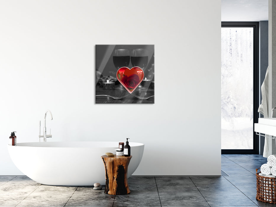 Valentinstags Dinner, Glasbild Quadratisch