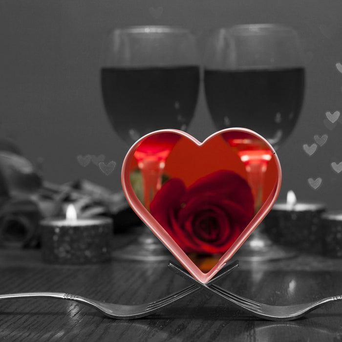 Valentinstags Dinner, Glasbild Quadratisch
