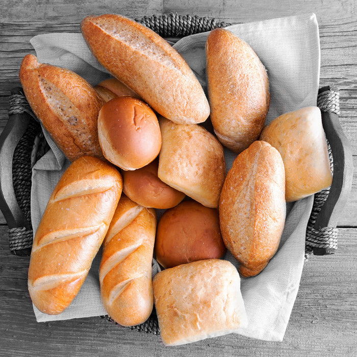 Leckere Knusprige Brötchen, Glasbild Quadratisch
