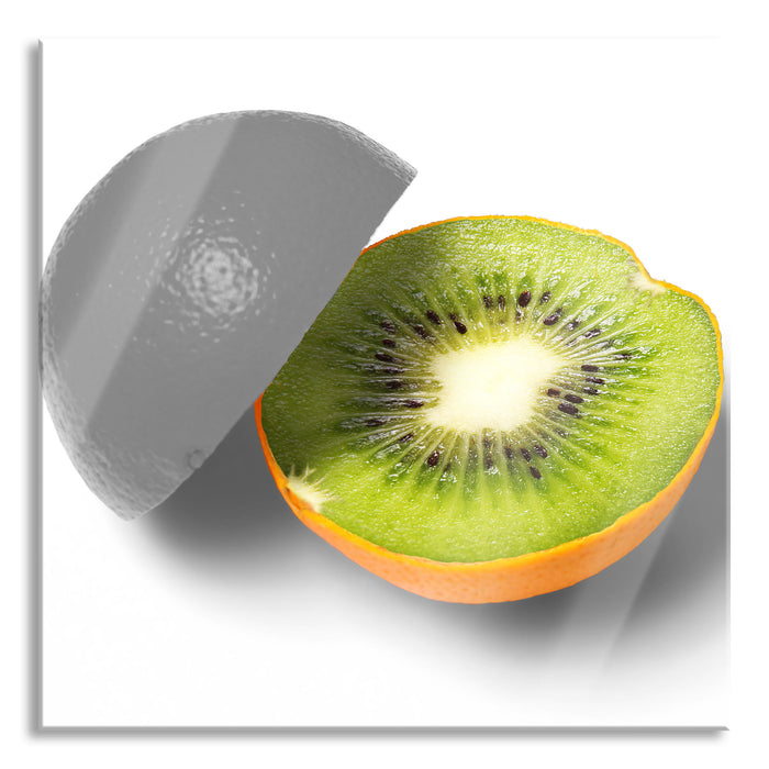 Pixxprint Orangen Kiwi Fruit Früchte Obst, Glasbild Quadratisch