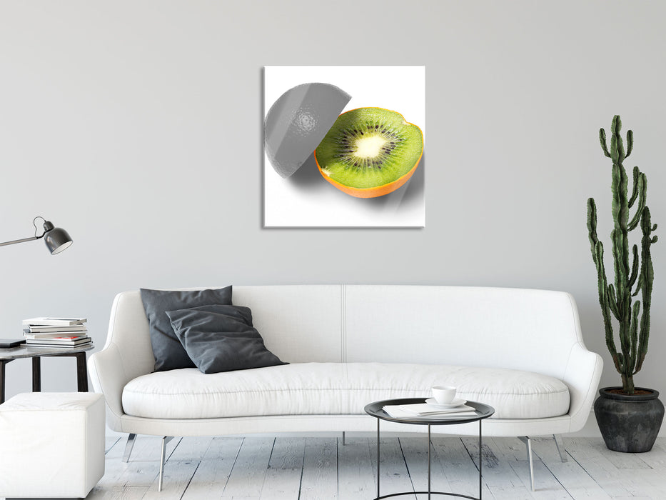 Orangen Kiwi Fruit Früchte Obst, Glasbild Quadratisch