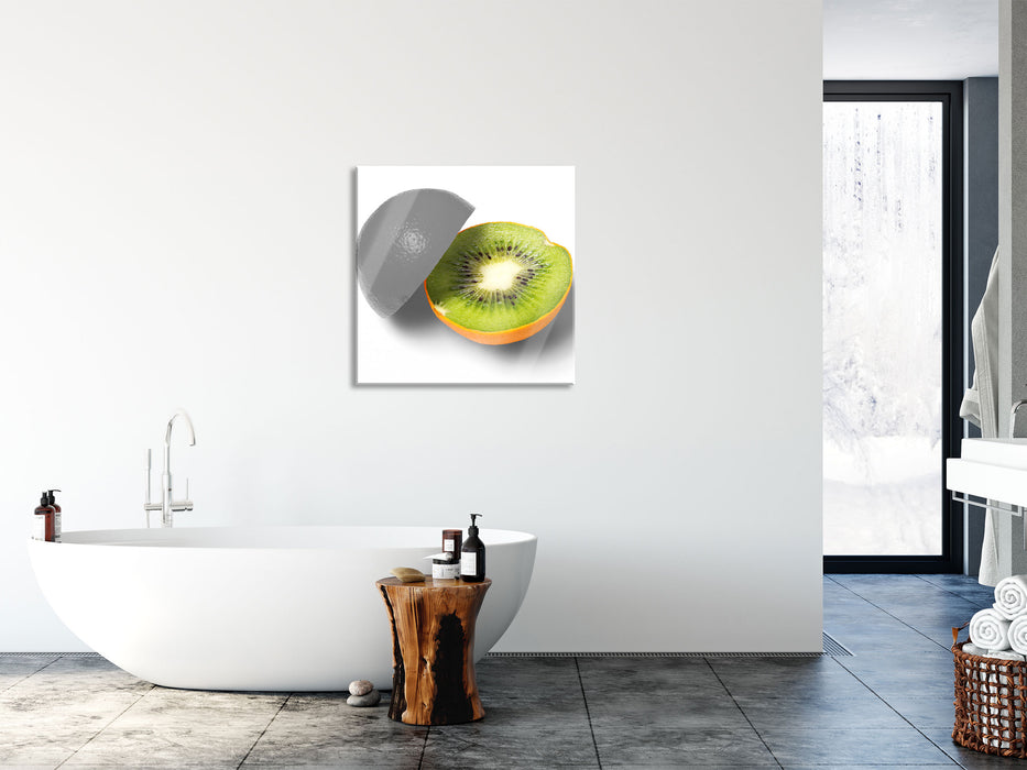 Orangen Kiwi Fruit Früchte Obst, Glasbild Quadratisch
