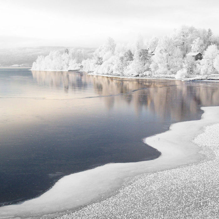 Winterlandschaft Wald Schnee, Glasbild Quadratisch