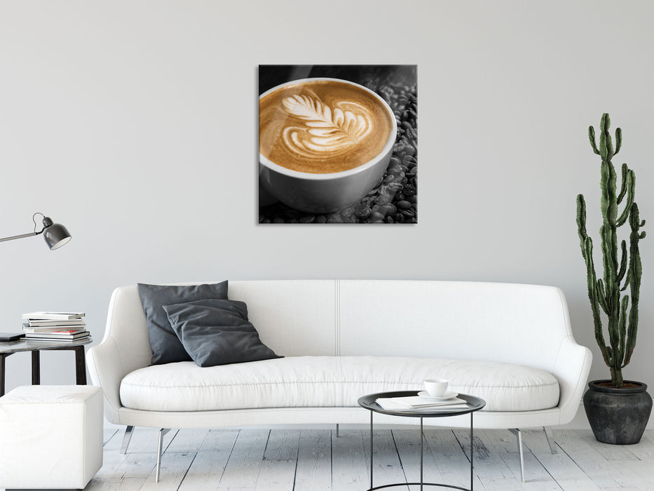 Dekor auf Kaffee, Glasbild Quadratisch
