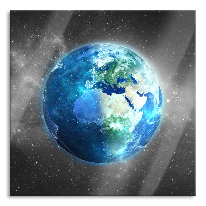 Pixxprint Unsere Erde im Weltall, Glasbild Quadratisch