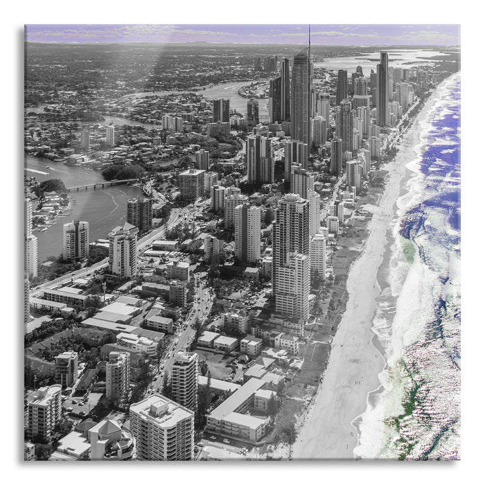 Hochhäuser Gold Coast, Glasbild Quadratisch