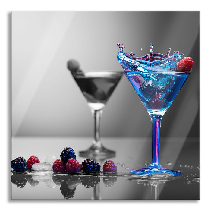 Pixxprint Blauer leckerer Cocktail, Glasbild Quadratisch