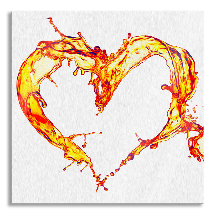 Pixxprint Oranges Herz aus Wasser, Glasbild Quadratisch