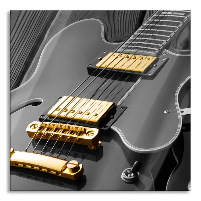 Pixxprint elegante E-Gitarre, Glasbild Quadratisch