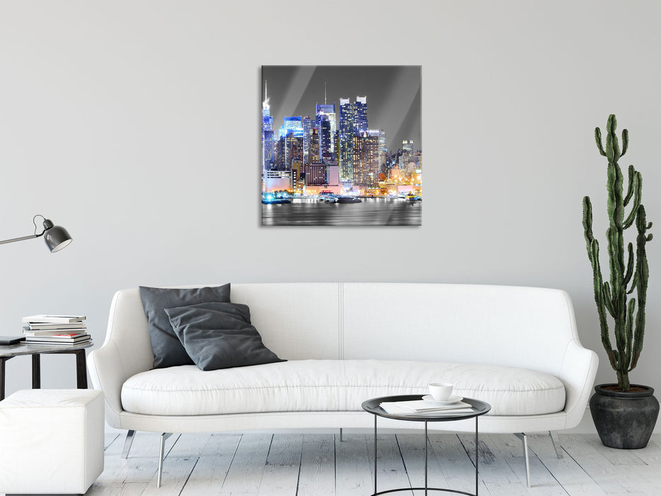 New York Skyline, Glasbild Quadratisch