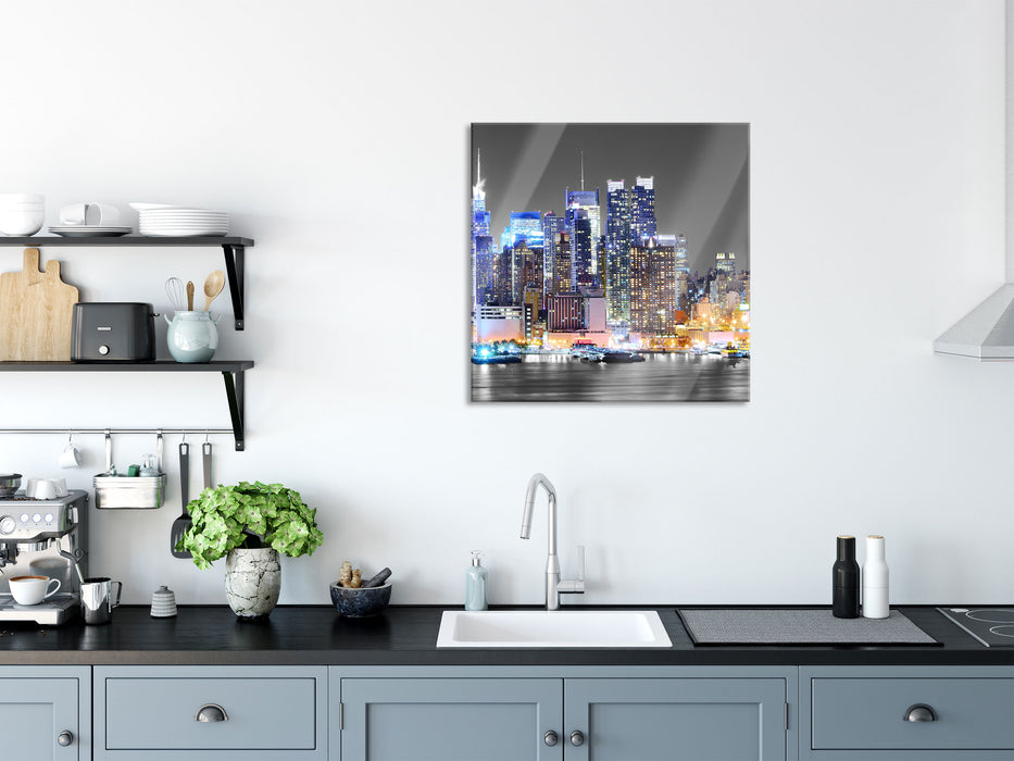 New York Skyline, Glasbild Quadratisch