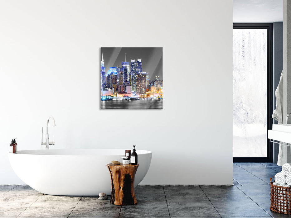 New York Skyline, Glasbild Quadratisch