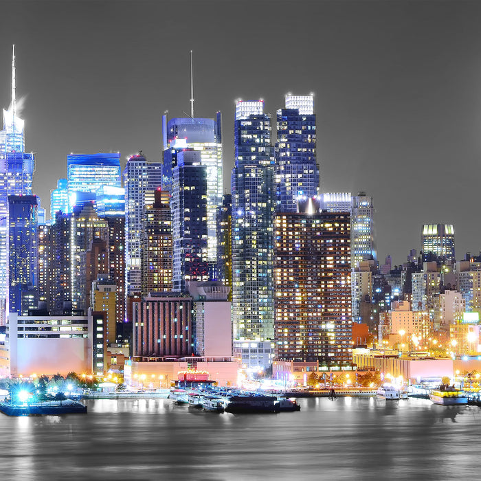 New York Skyline, Glasbild Quadratisch