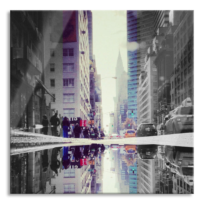 Times Square in New York, Glasbild Quadratisch