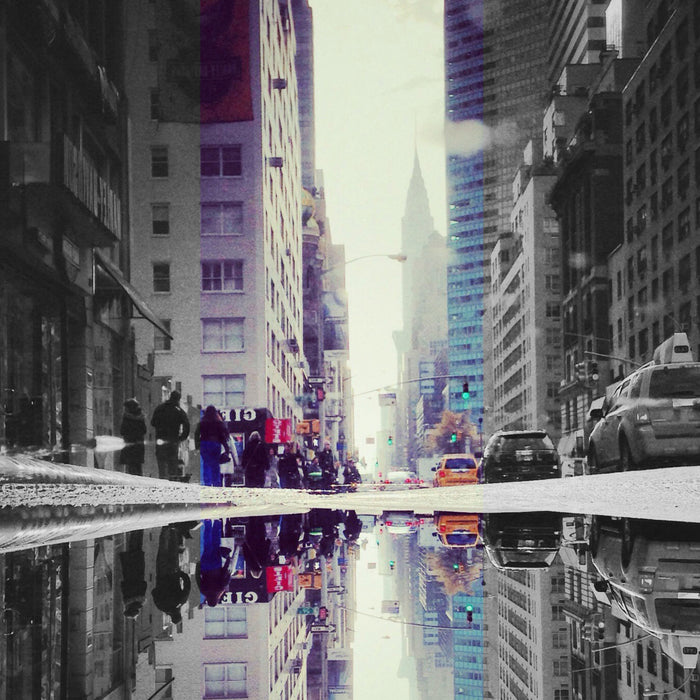 Times Square in New York, Glasbild Quadratisch