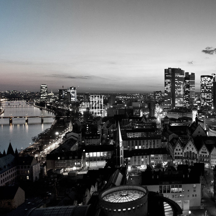 Frankfurter Skyline, Glasbild Quadratisch