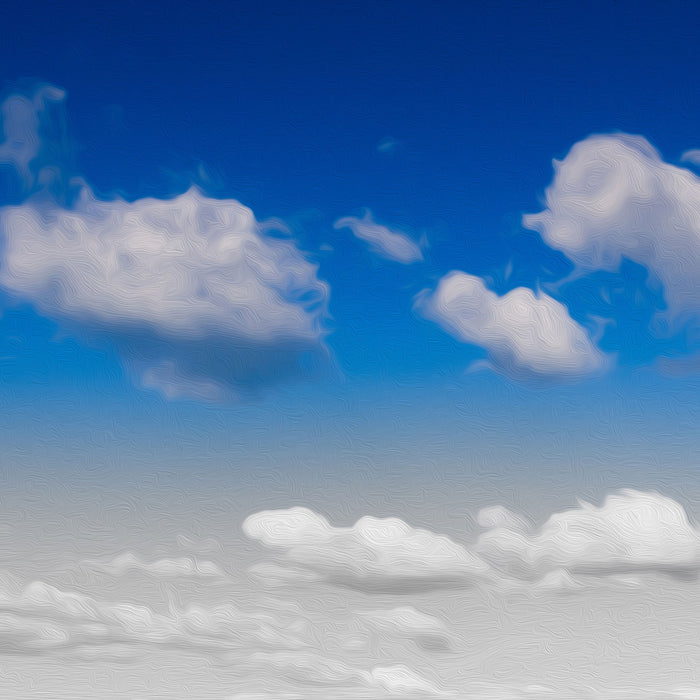 Schäfchenwolken an blauem Himmel, Glasbild Quadratisch