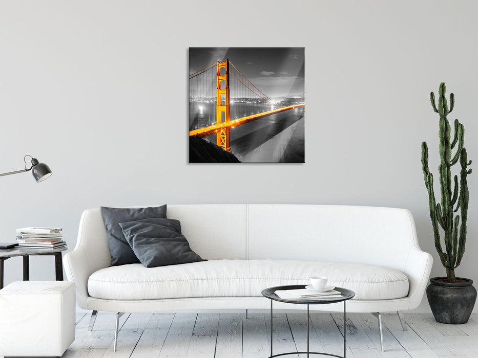 riesige Golden Gate Bridge, Glasbild Quadratisch