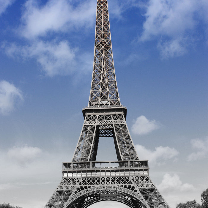 Eifelturm mit Himmel Paris, Glasbild Quadratisch