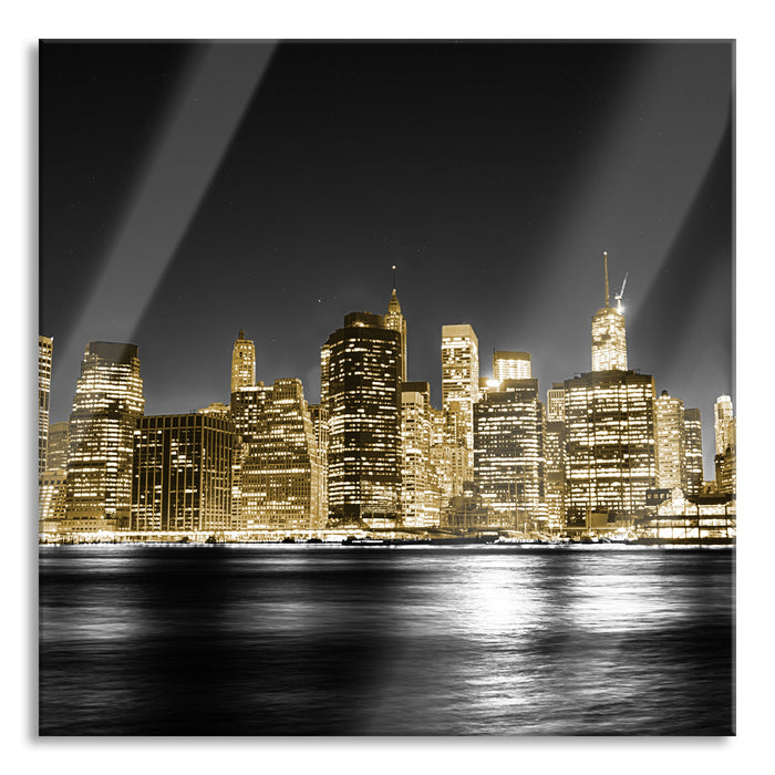 Manhattan Skyline, Glasbild Quadratisch