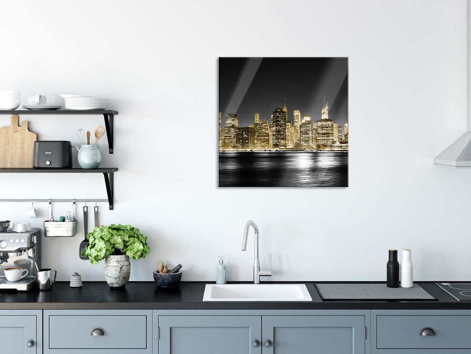 Manhattan Skyline, Glasbild Quadratisch