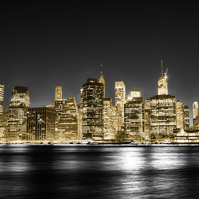 Manhattan Skyline, Glasbild Quadratisch