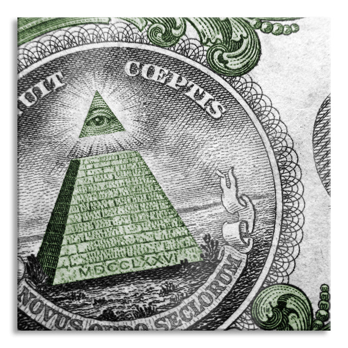 Pixxprint Illuminaten-Pyramide Dollar, Glasbild Quadratisch