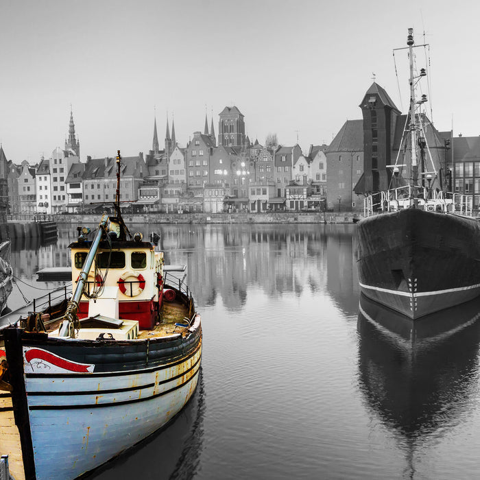 Hafen in Danzig - Polen, Glasbild Quadratisch