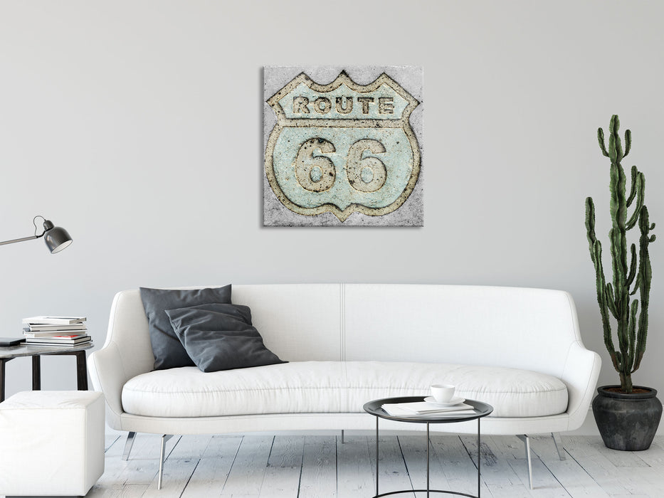 Route 66, Glasbild Quadratisch