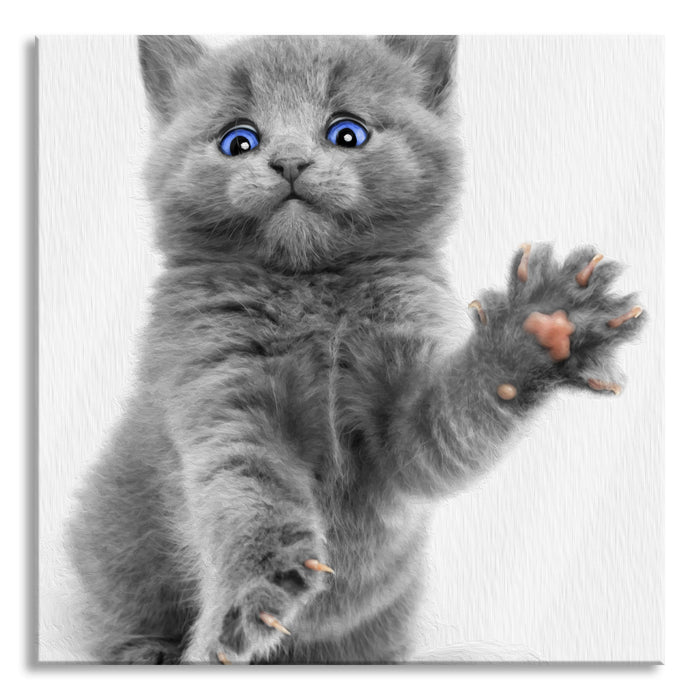 Pixxprint süße kleine russisch Blau, Glasbild Quadratisch