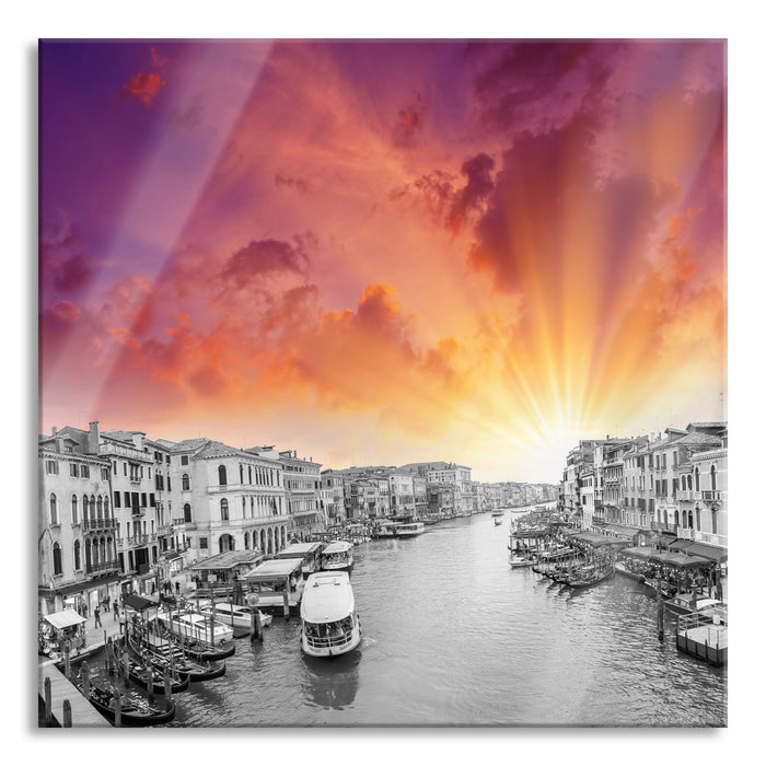 Pixxprint Wasserstraße in Venedig, Glasbild Quadratisch