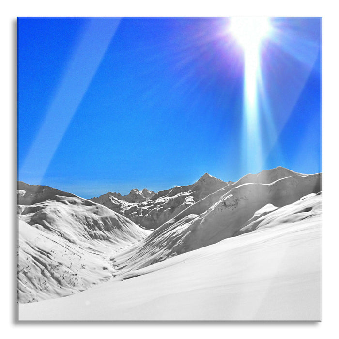 Pixxprint Berglandschaft im Winter, Glasbild Quadratisch