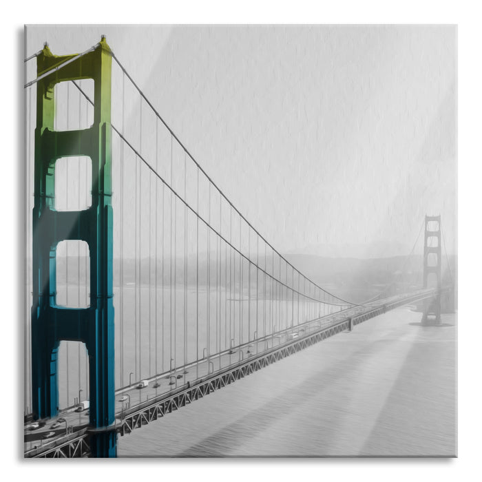 Golden Gate Bridge Regenbogen, Glasbild Quadratisch