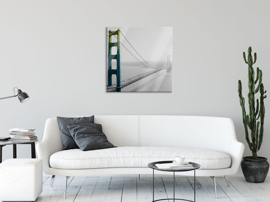 Golden Gate Bridge Regenbogen, Glasbild Quadratisch