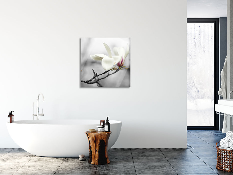 Magnolienblüten, Glasbild Quadratisch