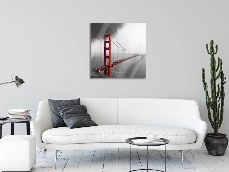 Golden Gate Bridge, Glasbild Quadratisch