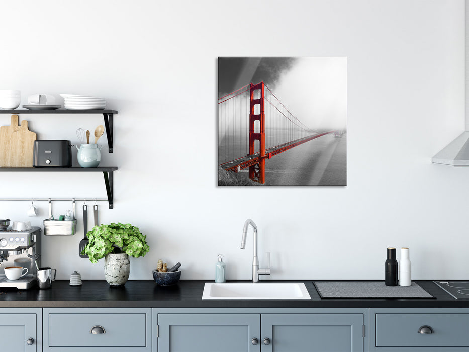 Golden Gate Bridge, Glasbild Quadratisch