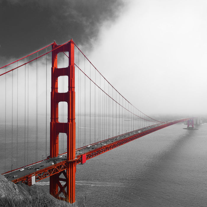 Golden Gate Bridge, Glasbild Quadratisch