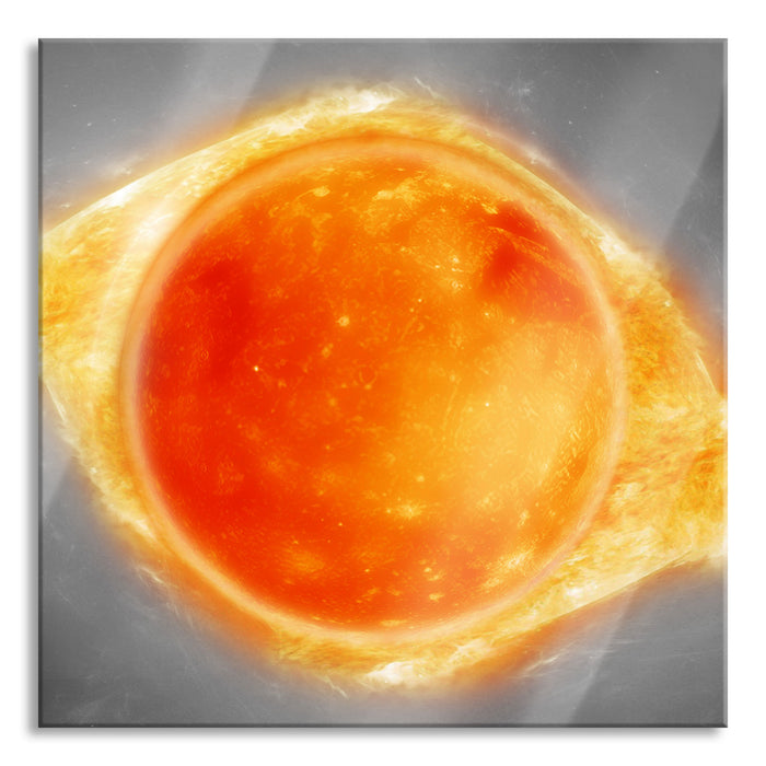 Pixxprint großer brennender Planet, Glasbild Quadratisch