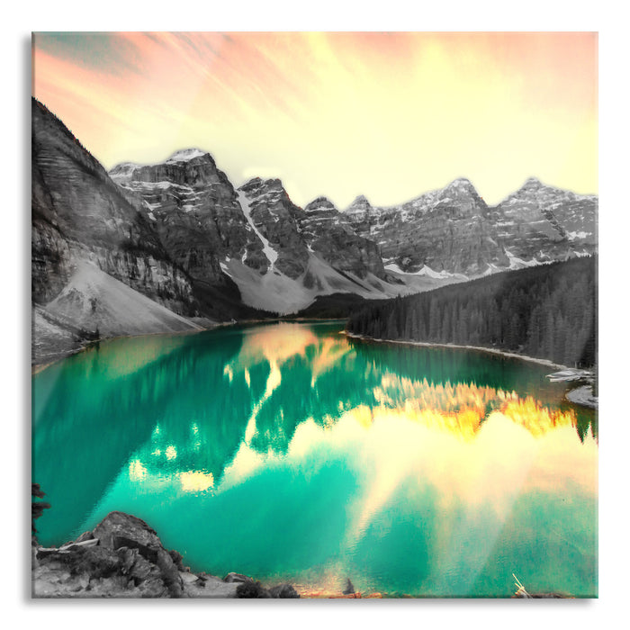 Pixxprint Moraine Lake in Canada, Glasbild Quadratisch