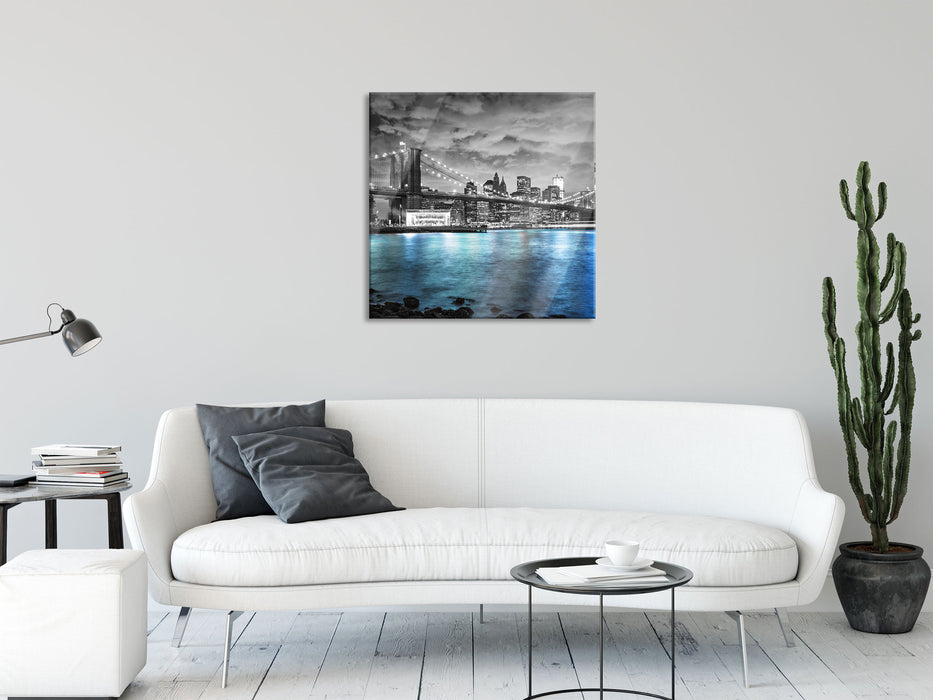 New York Skyline, Glasbild Quadratisch