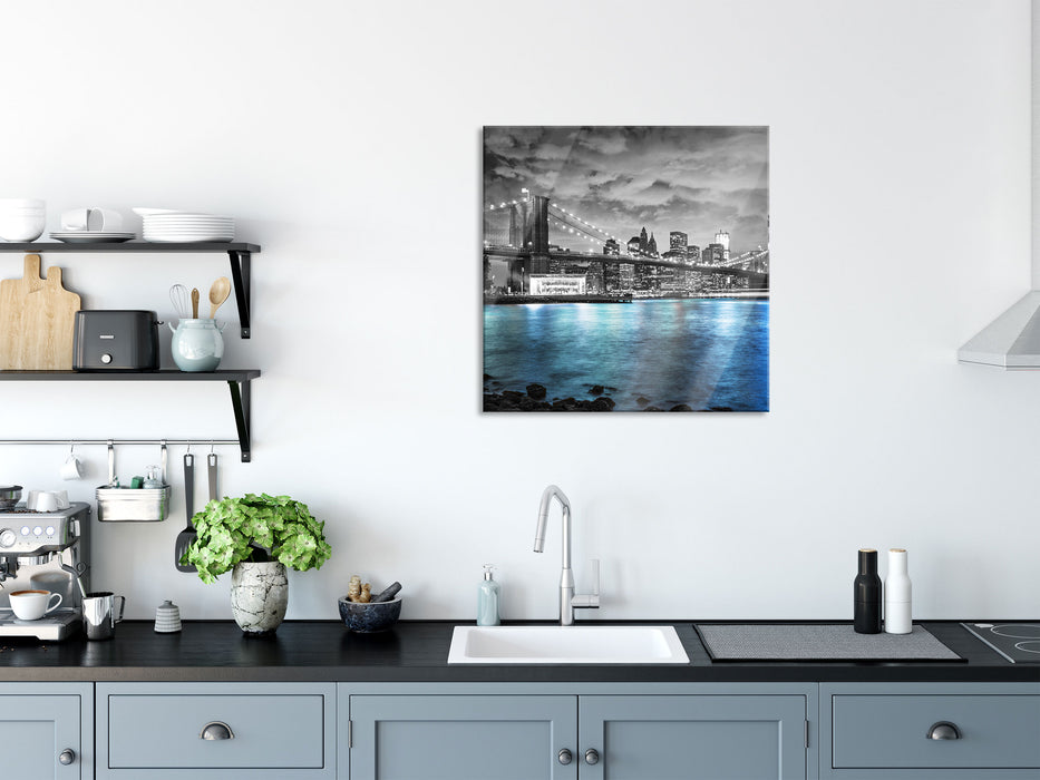 New York Skyline, Glasbild Quadratisch