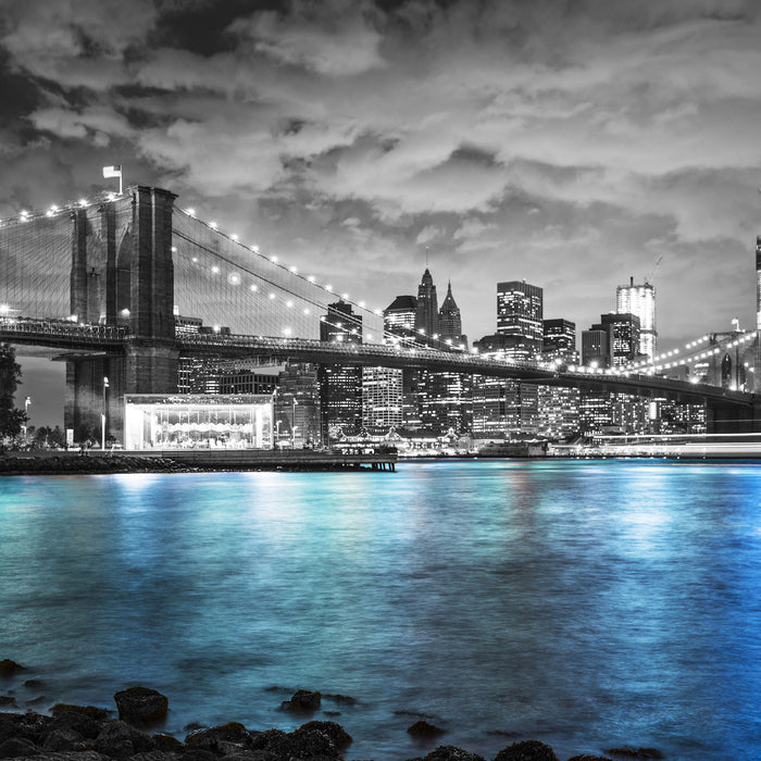 New York Skyline, Glasbild Quadratisch