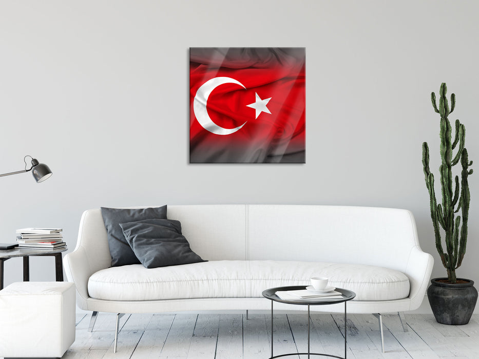 Flagge der Türkei, Glasbild Quadratisch