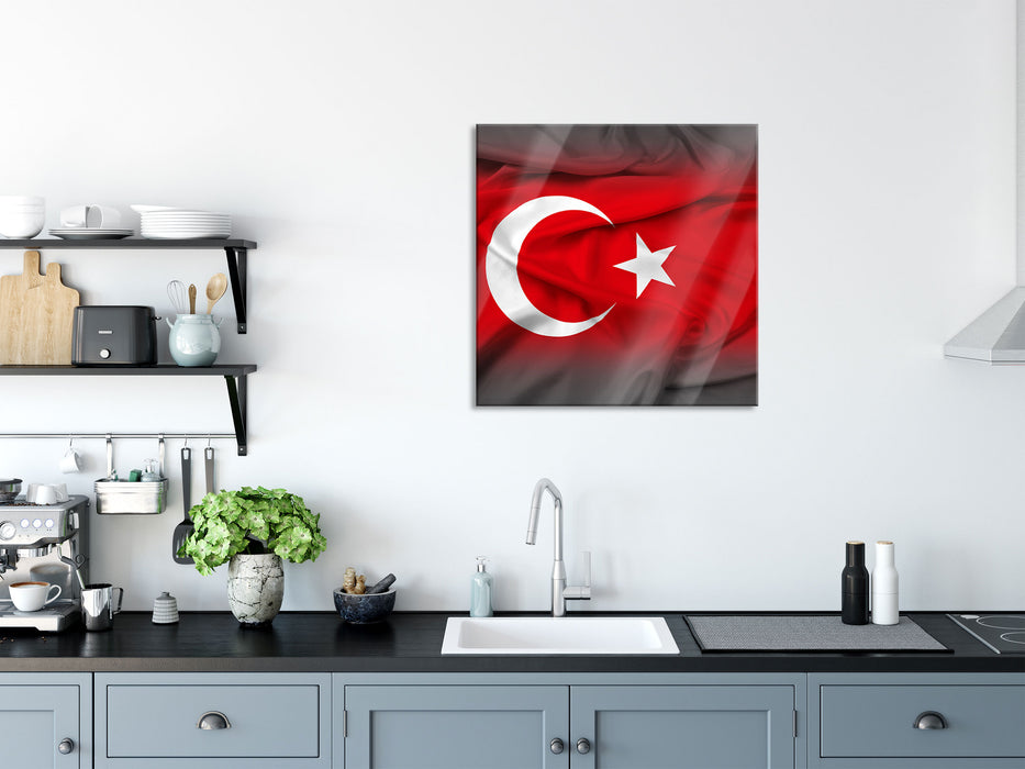 Flagge der Türkei, Glasbild Quadratisch