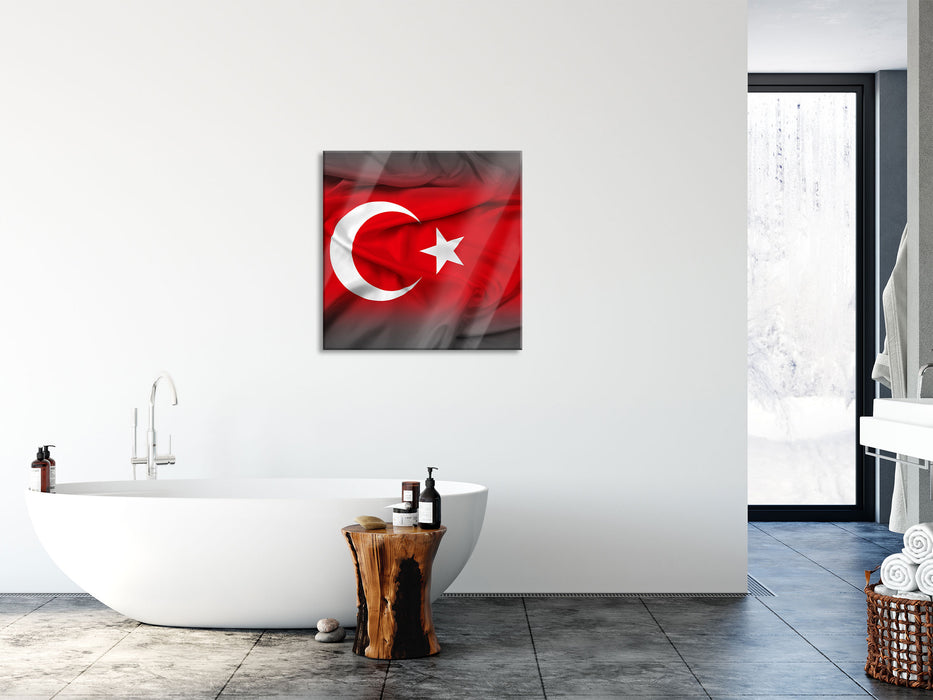 Flagge der Türkei, Glasbild Quadratisch