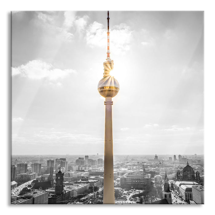 Pixxprint Berliner Fernsehturm, Glasbild Quadratisch