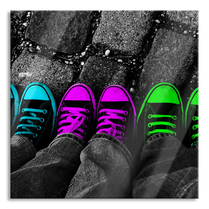 Pixxprint Sportschuhe Modern , Glasbild Quadratisch