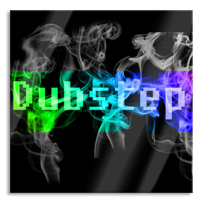 Pixxprint Bunt Electro music Dubstep, Glasbild Quadratisch