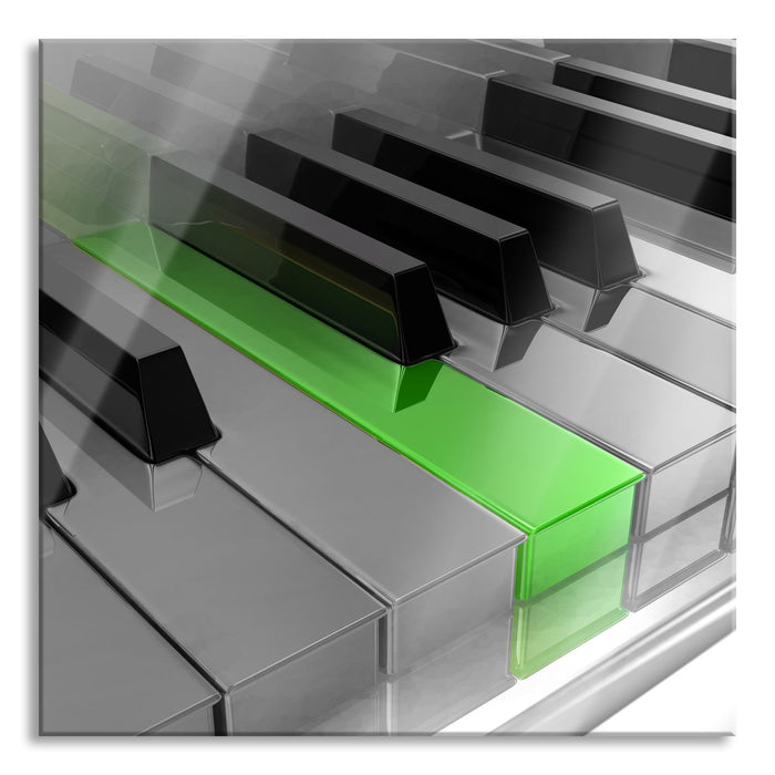 Pixxprint Piano green Klaviertasten, Glasbild Quadratisch